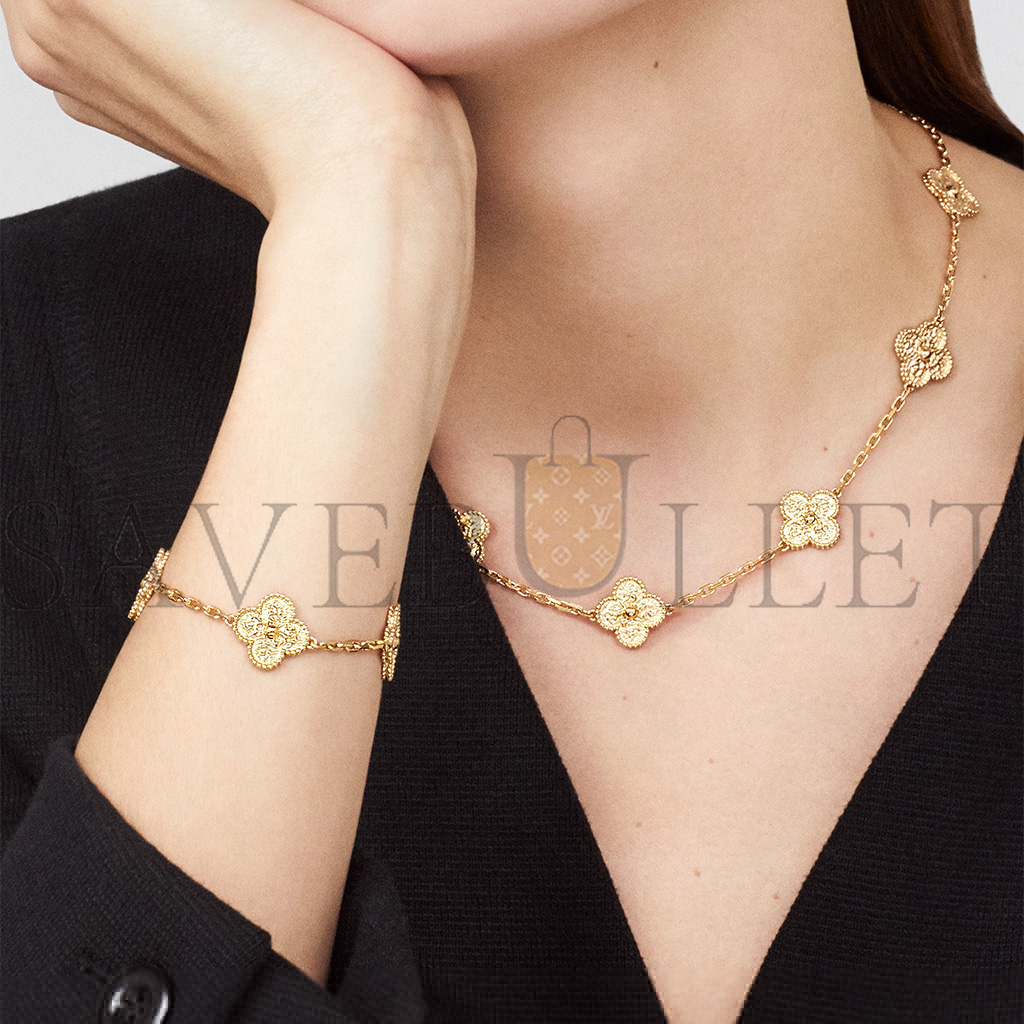 V*N CL*F arpels vintage alhambra bracelet, 5 motifs - yellow gold  vcaro1ie00